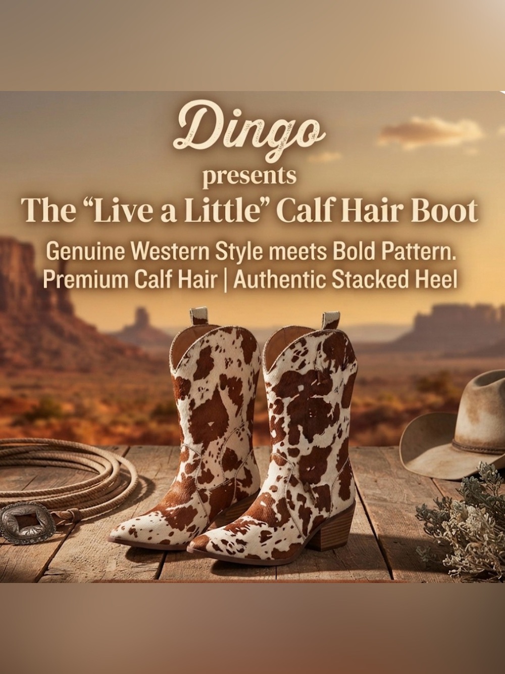 Dingo Live a Little Calf Hair Boots Size 8 New/Other/Display